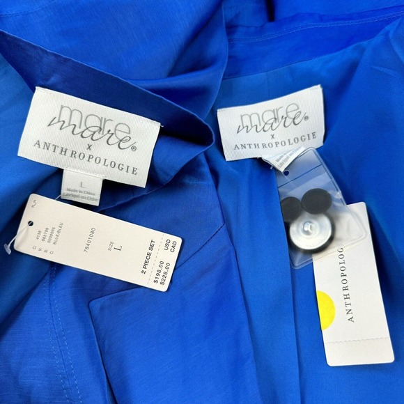Mare Mare x Anthropologie Blazer Top & Mini Skirt Set Cobalt Blue size L NWT - Picture 13 of 13